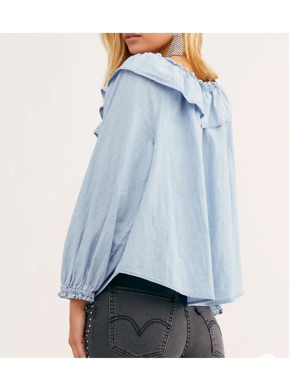Free People Lilly Of The Valley Ruffle Blouse Sz S